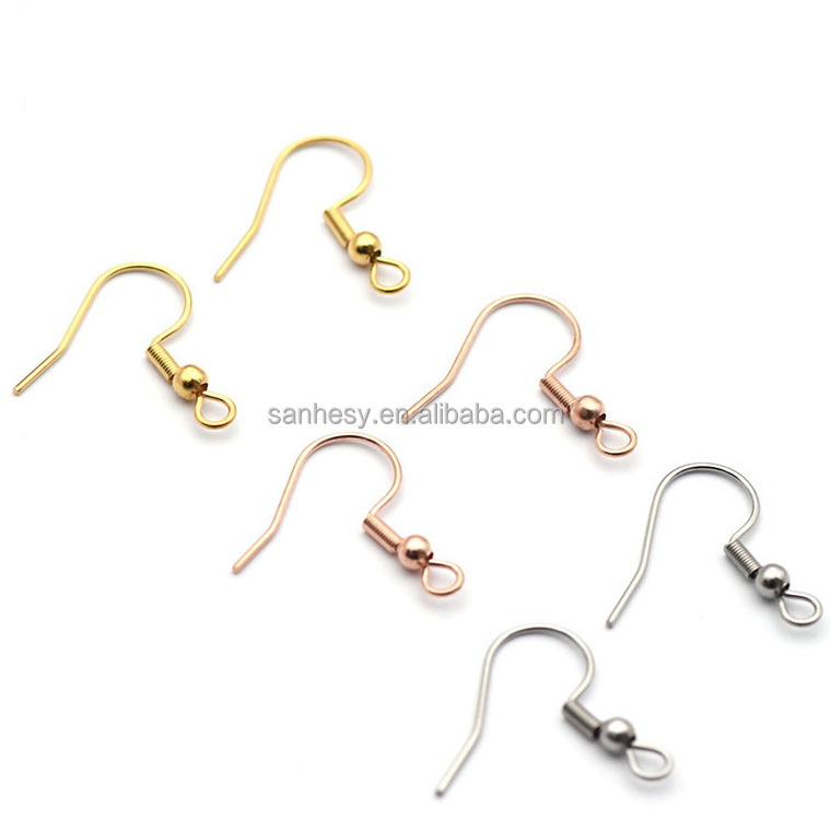 Stainless Steel Gold Plated Making Accessories 0.7*20mm Earring Hooks PVD DIY Spring Ear Hook Jewelry Findings