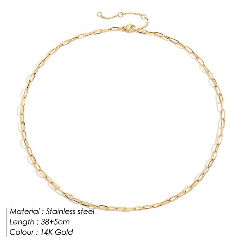 Hot Selling Stainless Steel Small Thin Cuban Link Chain Choker Necklace Paperclip Necklace Gold Plated Link Chain Jewelry