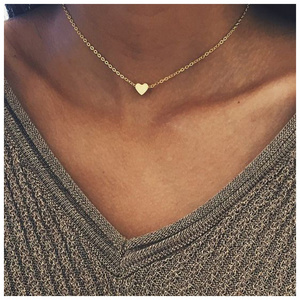 New Jewelry Trendy Necklace Jewelry 316L Stainless Steel Necklace 14K Gold Heart Charm Choker Necklace for Girls  Women