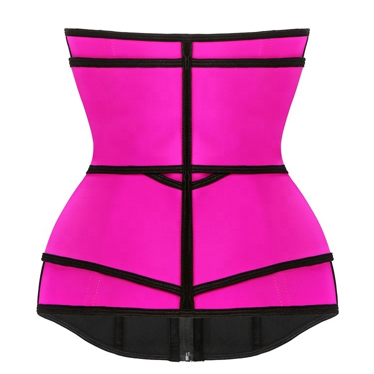 Wholesale Custom Logo Double Compression Belt Slimming Workout Latex Waist Trainer Corset Black Private Label Belt For Ladies