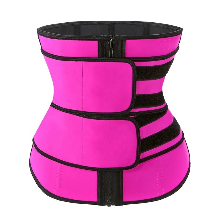 Wholesale Custom Logo Double Compression Belt Slimming Workout Latex Waist Trainer Corset Black Private Label Belt For Ladies