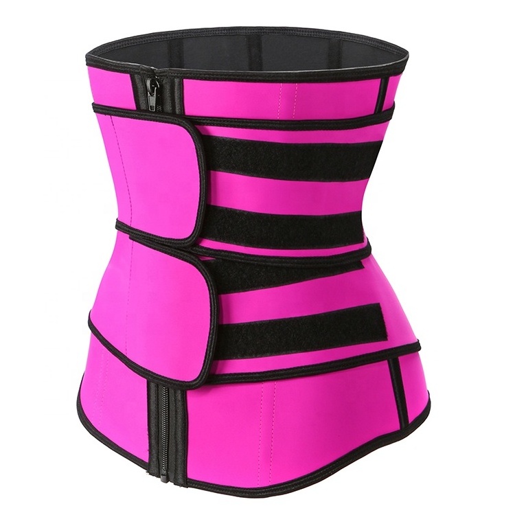 Wholesale Custom Logo Double Compression Belt Slimming Workout Latex Waist Trainer Corset Black Private Label Belt For Ladies