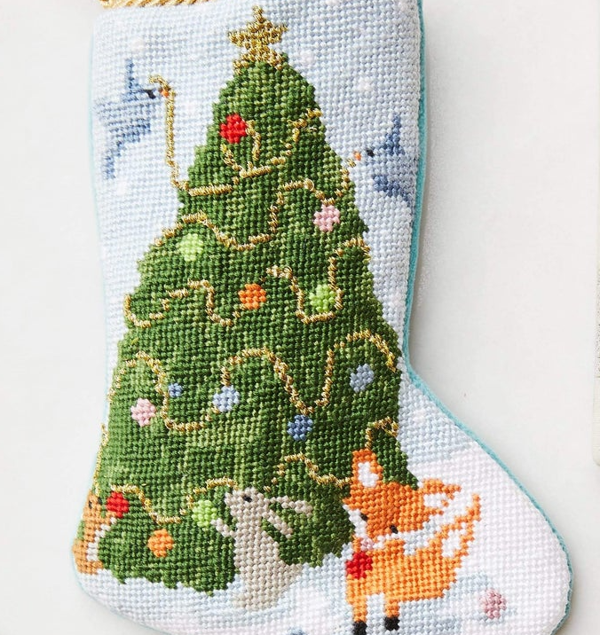 Needlepoint Bauble Stockings Christmas tree and animal pattern Home decoration Festival celebration custom