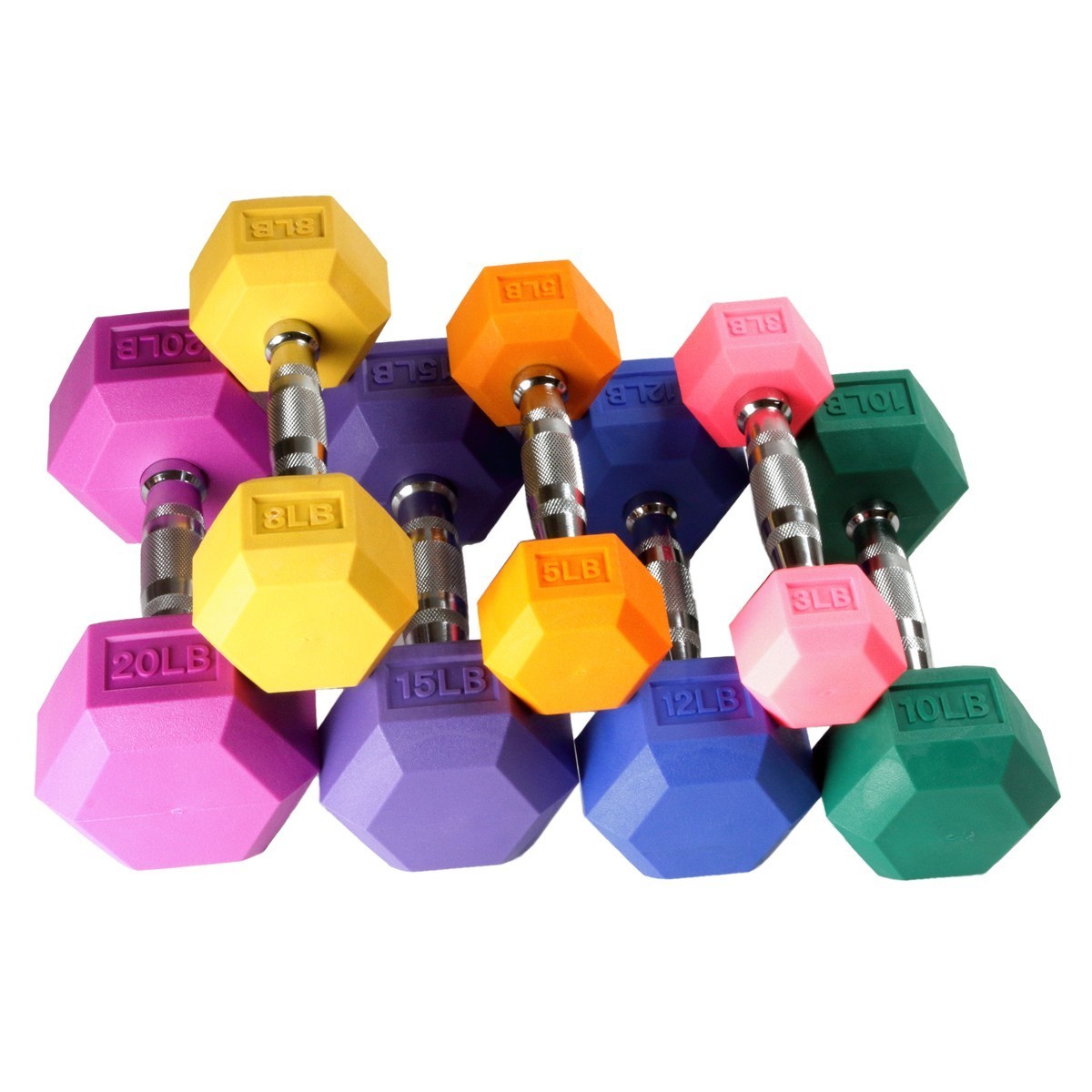 Customized Strength Training Weight Lifting Cast Iron Rubber Coated Hex Dumbbell