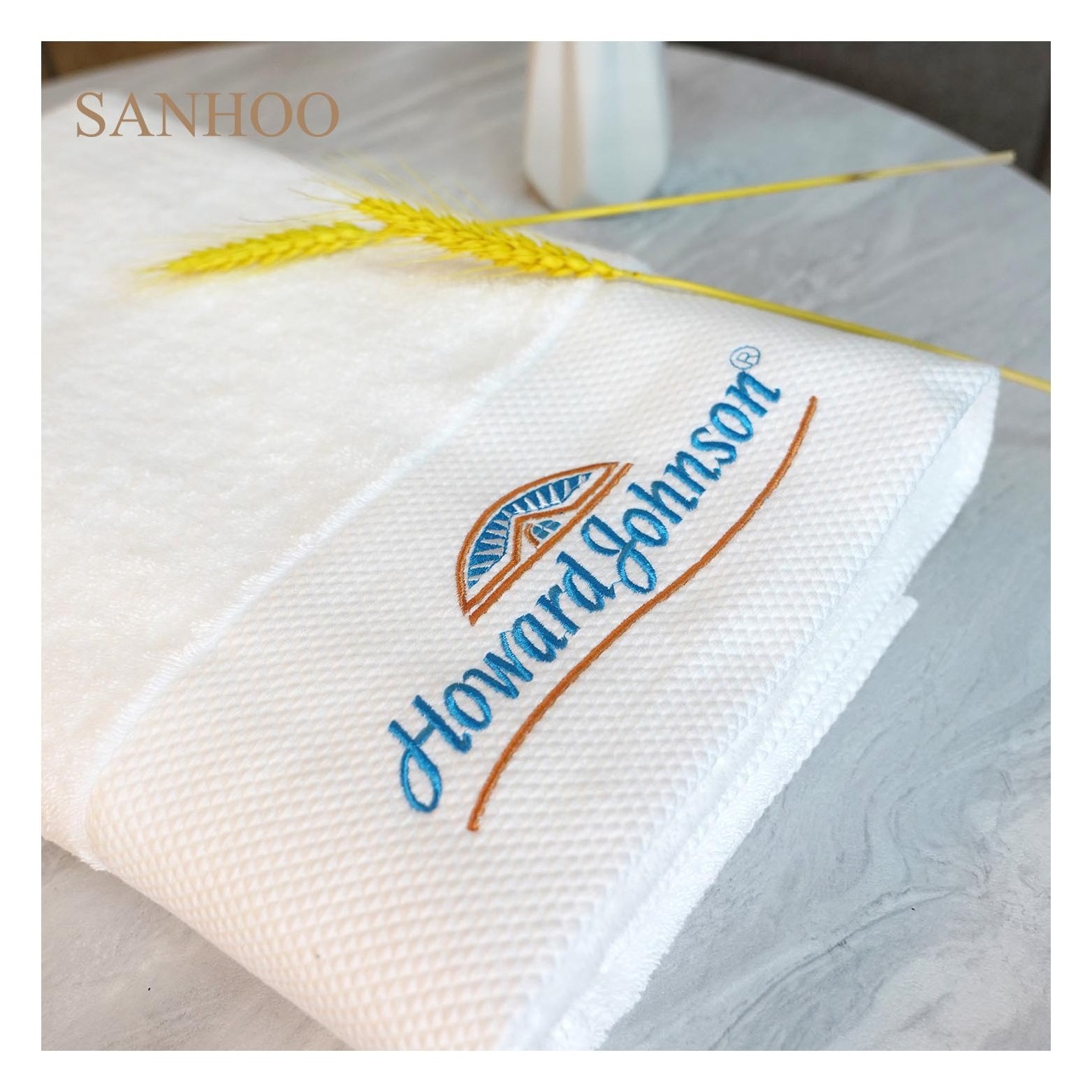 SANHOO Luxury Hotel High Quality 16S Pure Pakistani Cotton Towels White Plain Dobby Border Skin-Friendly Bath Sheets