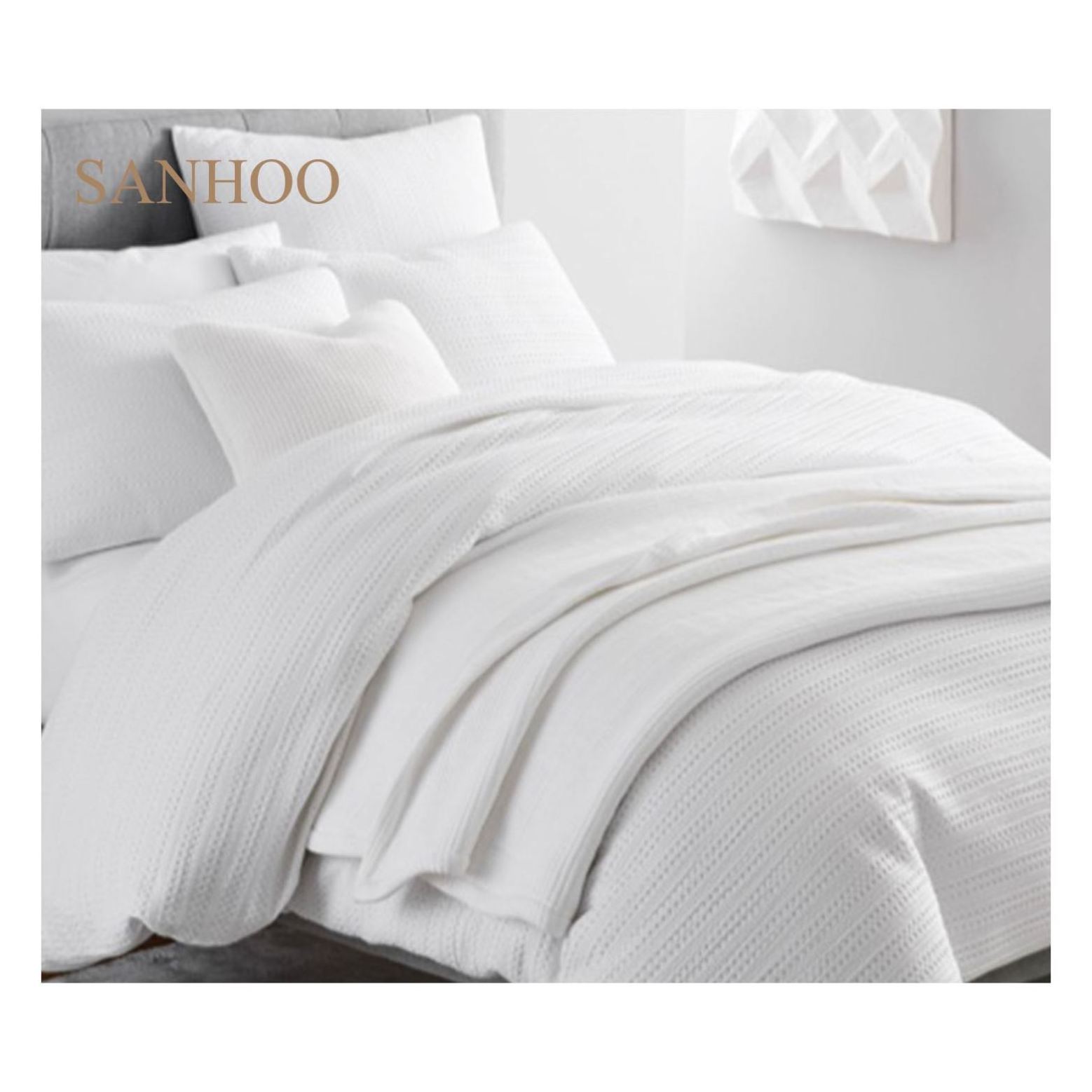 SANHOO Deluxe Sheraton Hotel 60S 6X6 Embroidery Cotton King Size Bedsheet 6Pcs High Cotton Quality Bedding Set Duvet Cover