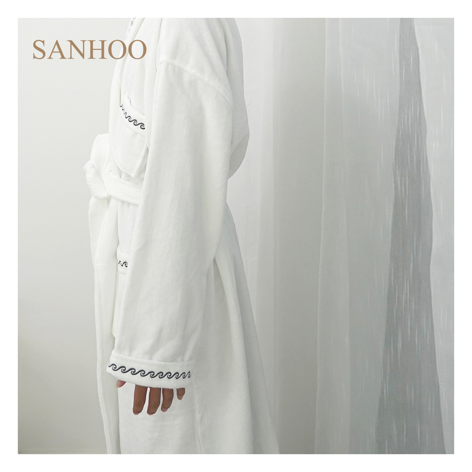 SANHOO SANHOO Hilton Hotel Quality Waffle Bathrobe 100% Cotton Super Soft Unisex Robe Dressing gown Bath Gown