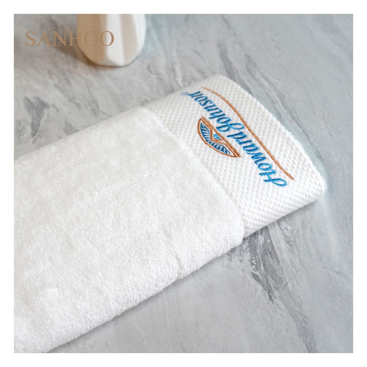 SANHOO Luxury Hotel High Quality 16S Pure Pakistani Cotton Towels White Plain Dobby Border Skin-Friendly Bath Sheets