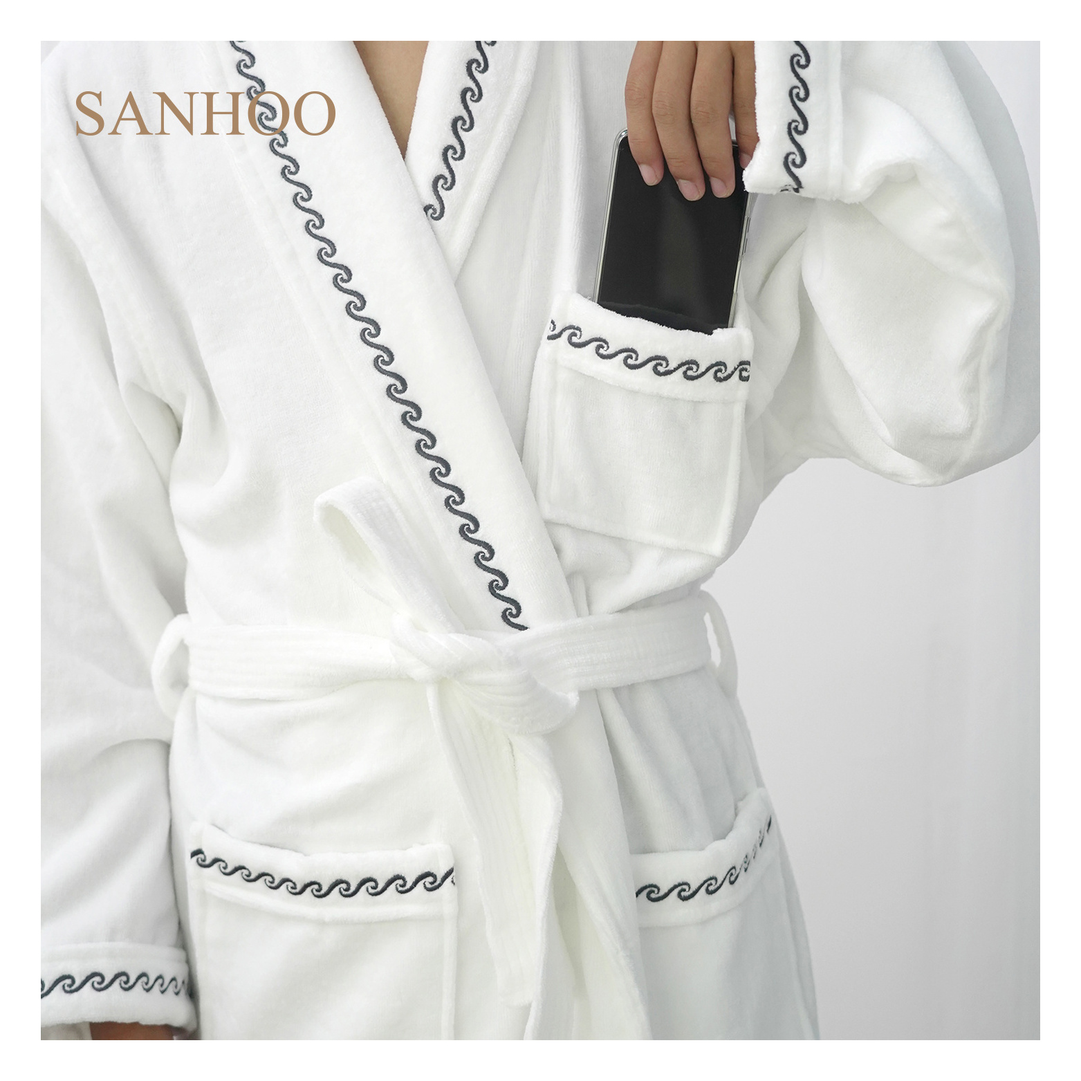 SANHOO SANHOO Hilton Hotel Quality Waffle Bathrobe 100% Cotton Super Soft Unisex Robe Dressing gown Bath Gown