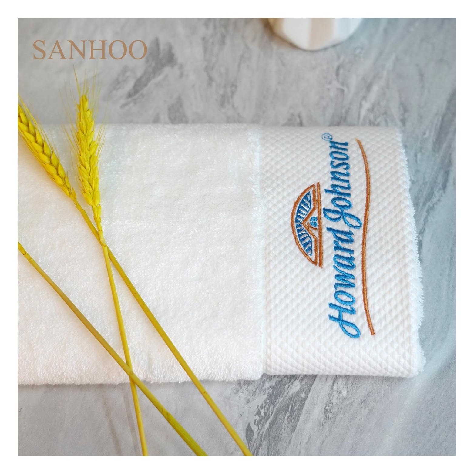 SANHOO Luxury Hotel High Quality 16S Pure Pakistani Cotton Towels White Plain Dobby Border Skin-Friendly Bath Sheets