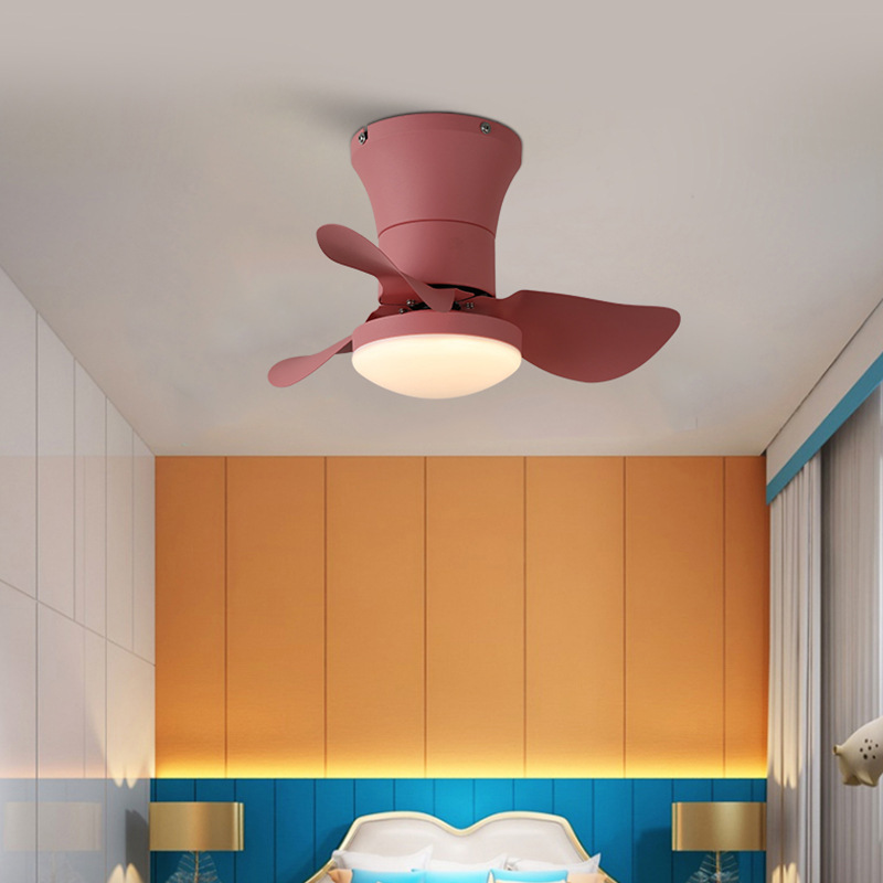 Nordic modern dining room fan lamp children fan pendant lamp bedroom LED macaroon ceiling fan with light