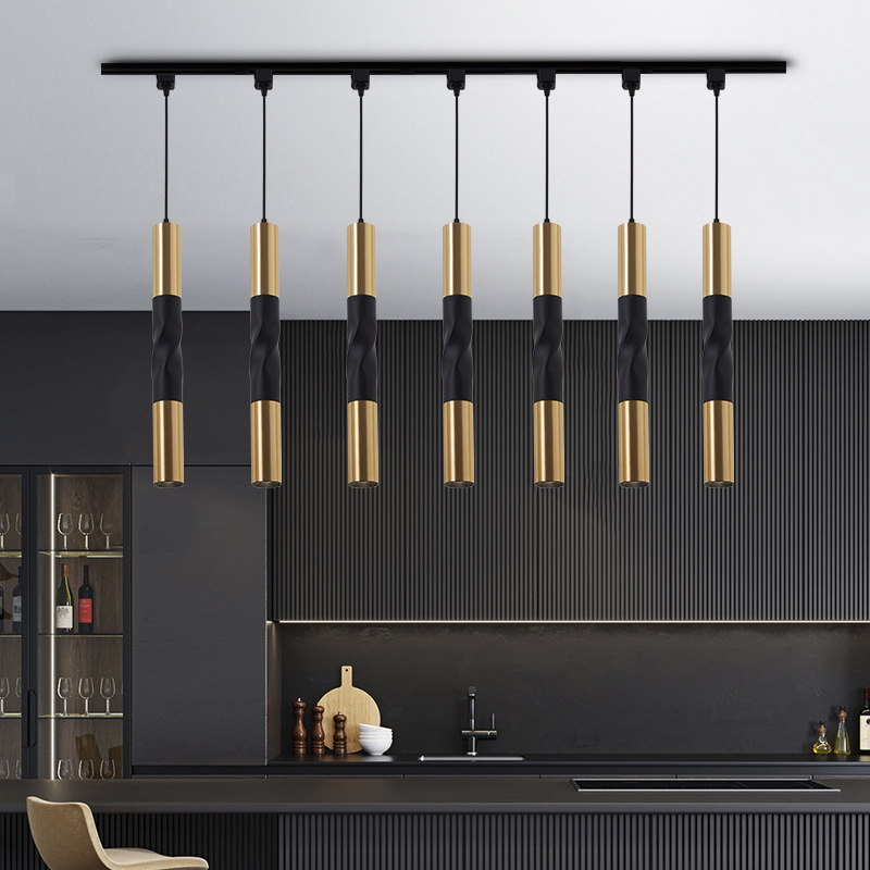 Factory Price Nordic Long Round Aluminum Tube Pipe Ceiling Pendant Light Black Gold Modern Counter Dining Bedside Luminaire