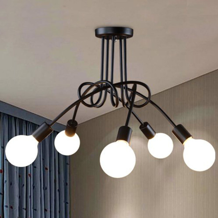 Nordic indoor 6-head hanging lights unique sputnik chandelier modern linear ceiling lighting bedroom pendant light