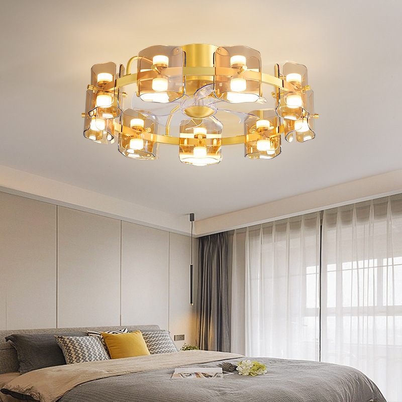 Creative Design 52 Inch Chandelier Living Room Fan Decorative Lighting Luxury Ceiling Fan With Light Remote Control