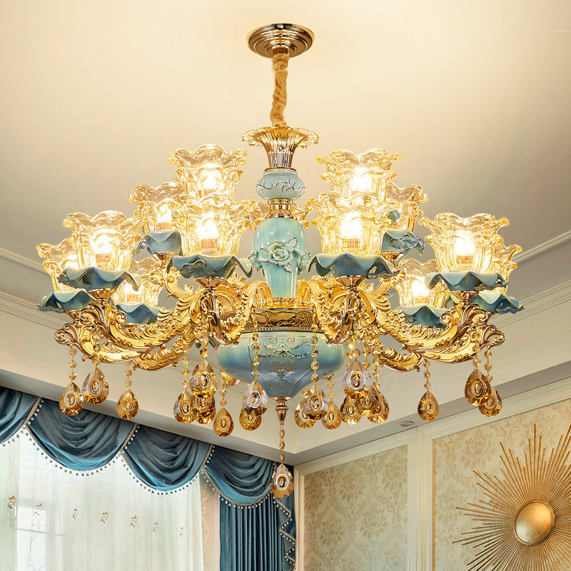 Decorative hotel lobby dining room bedroom foyer light fixtures lighting ceiling luxury european modern crystal chandeliers