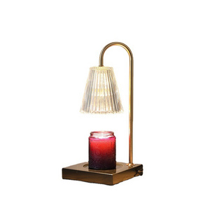 Desk Lamp Clear Glass Lampshade Candle Warmer Lamp Wax Warmer Wood Base Marble Candle Warmer Lamp