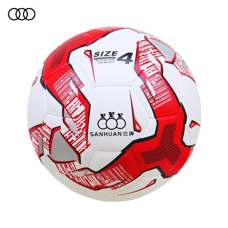 SanHuan red Custom logo PU leather buy soccer balls online promotional  footballs size 5 soccer balls