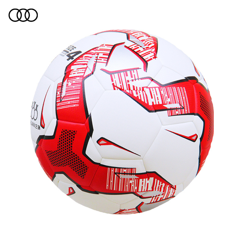 SanHuan red Custom logo PU leather buy soccer balls online promotional  footballs size 5 soccer balls