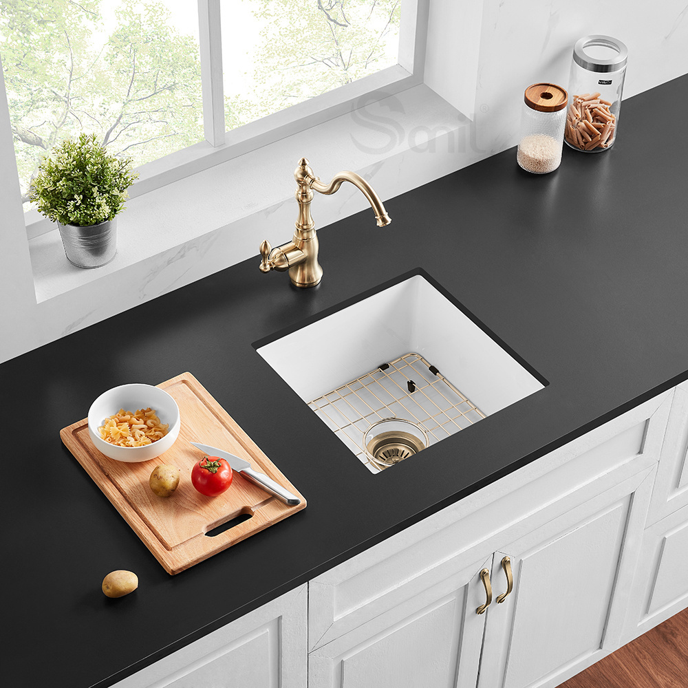 Modern Design Undercounter Basin Small Sink Farmhouse Under Counter Installation Square Sink White Kitchen Porcelain Sinks