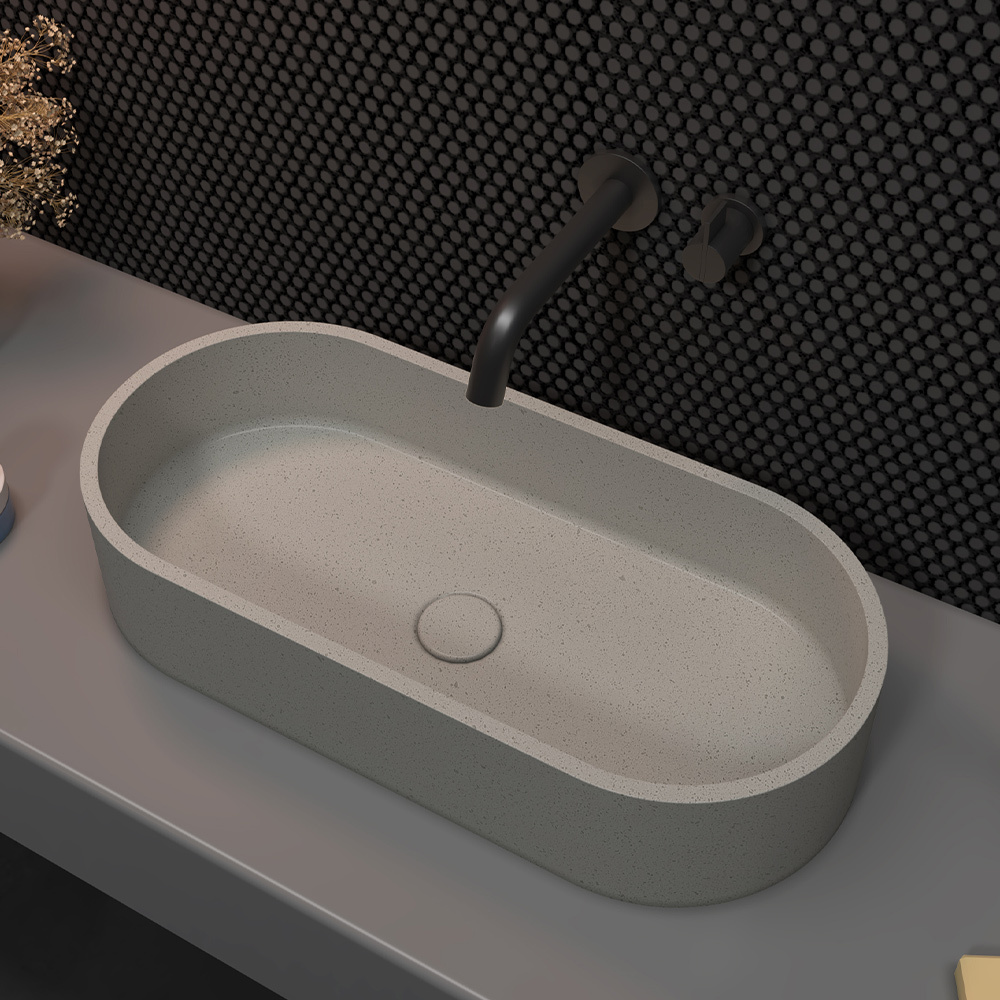 Ce Europe Standard Bathroom Handmade Rectangular Oval Round Designs Cement Sink Concrete Grey Wash Art Basin