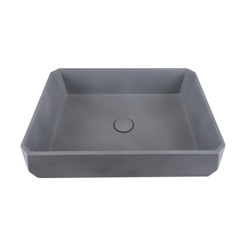 Handmade ce rectangular  bathroom basin cement above counter bathroom sink