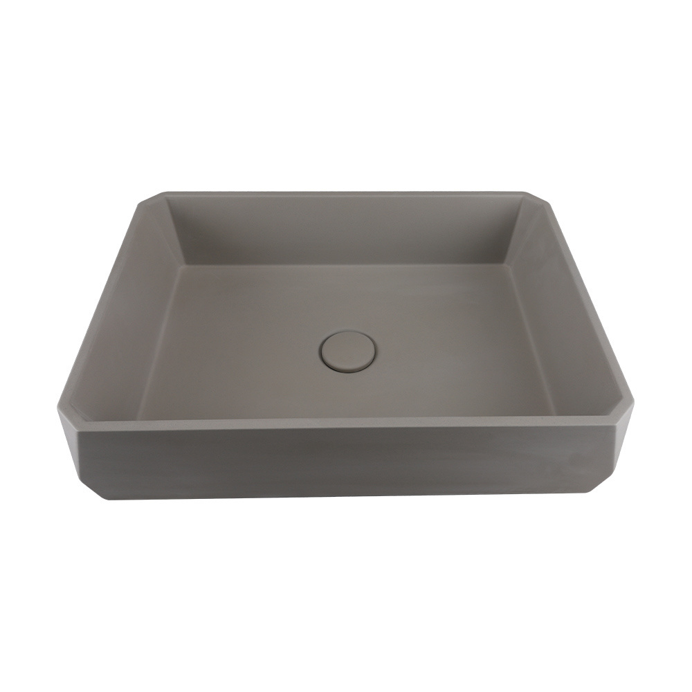 Handmade ce rectangular  bathroom basin cement above counter bathroom sink