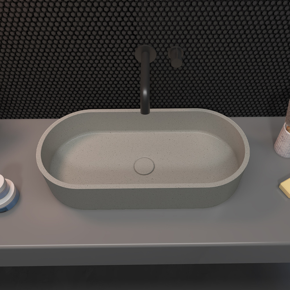 Ce Europe Standard Bathroom Handmade Rectangular Oval Round Designs Cement Sink Concrete Grey Wash Art Basin