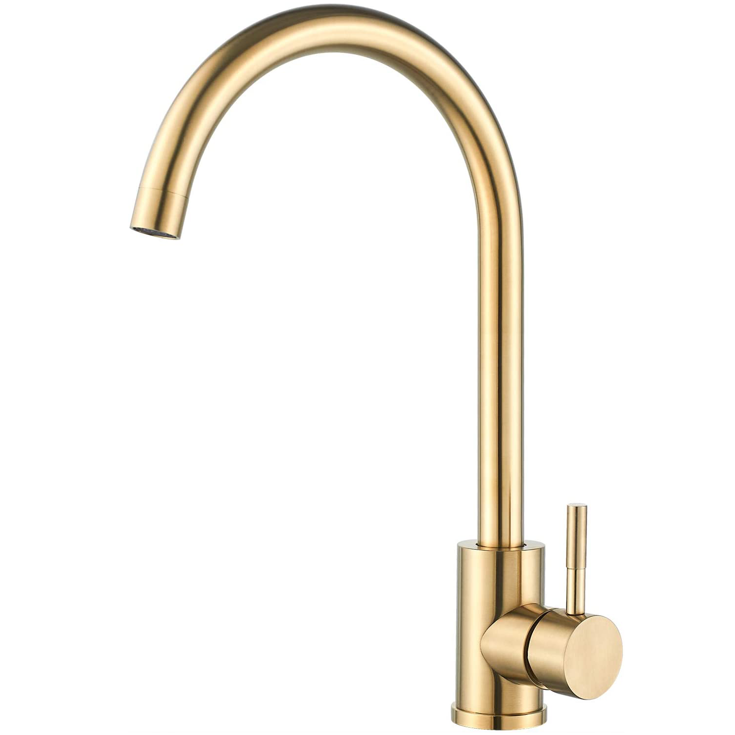 Single Handle High Arc Brushed Gold Kitchen Faucet Stainless Steel Commercial Single Hole Kitchen Sink Faucet