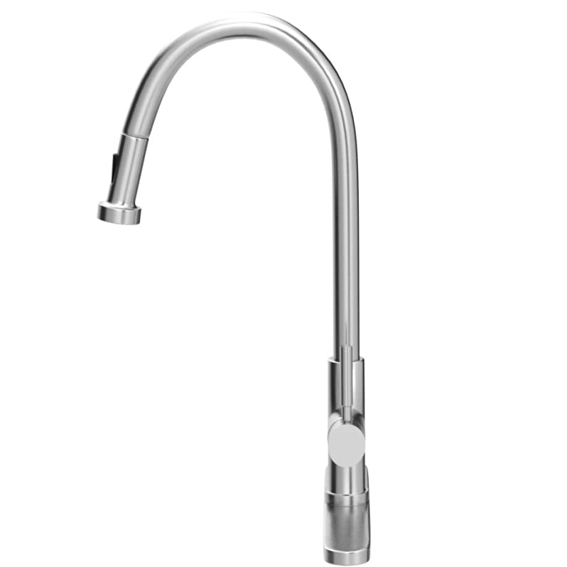 Kitchen Faucet with Pull Down Sprayer Brushed Nickel Small High Arc Stainless Steel Single Handle Pull Out Kitchen Sink Faucet