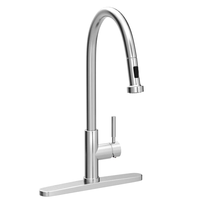 Kitchen Faucet with Pull Down Sprayer Brushed Nickel Small High Arc Stainless Steel Single Handle Pull Out Kitchen Sink Faucet