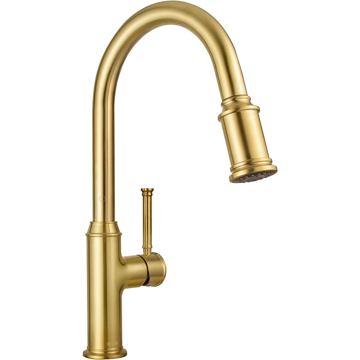 Single Handle Swan Hole Brushed Gold Pull Down Spring Kitchen Sink Faucet With Faucet Hole Cover Kitchen Sink Faucet