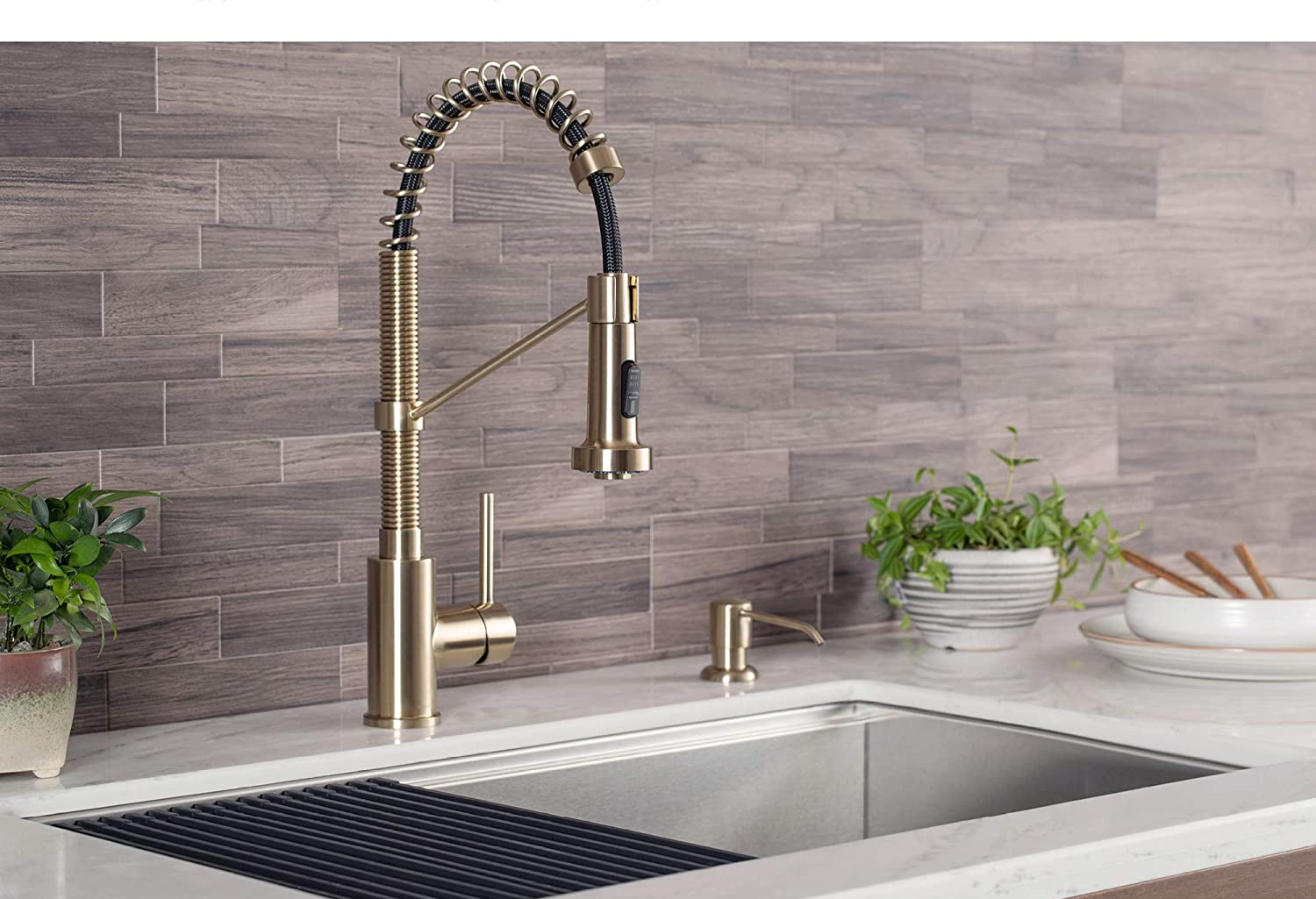 Laundry Faucet Commercial Rv Kitchen Sink Faucet High Arc Brushed Gold Spring Kitchen Faucet with Pull Down Sprayer