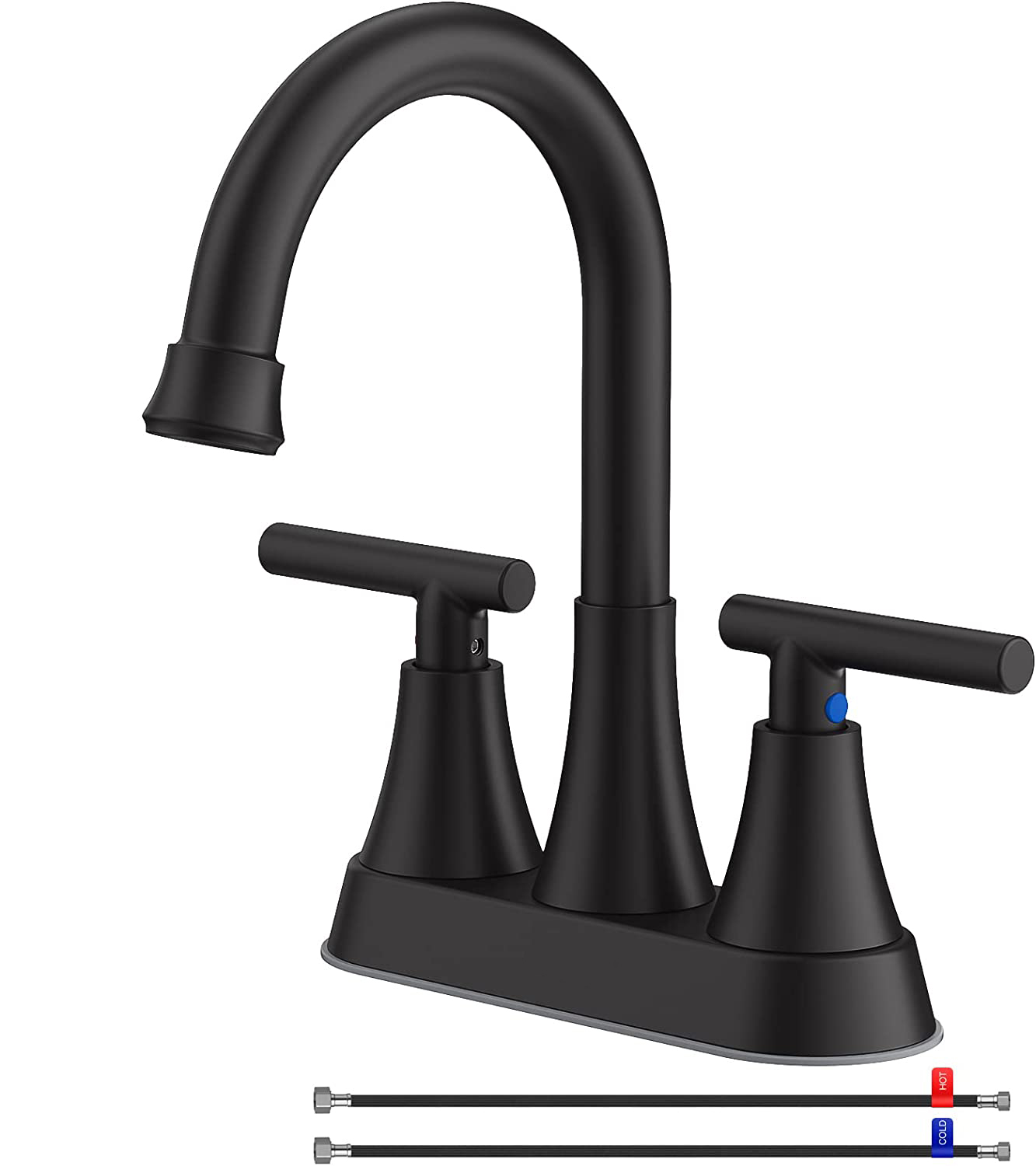 Bathroom Faucets for Sink 3 Hole Matte Black with 2 Supply Hoses Lead-Free 2-Handle Centerset Faucet for Bathroom Sink Vanity RV