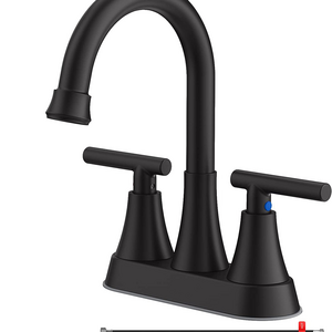 Bathroom Faucets for Sink 3 Hole Matte Black with 2 Supply Hoses Lead-Free 2-Handle Centerset Faucet for Bathroom Sink Vanity RV