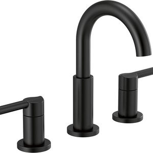 Widespread Bathroom Faucet 3 Hole Matte Black Bathroom Faucet Bathroom Sink Faucet Drain Assembly Matte Black