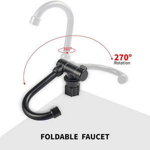 Matte Black RV Folding Faucet 360 Degree Swivel Hot and Cold Water Faucet For Kitchen Sink Or Bathroom Basin