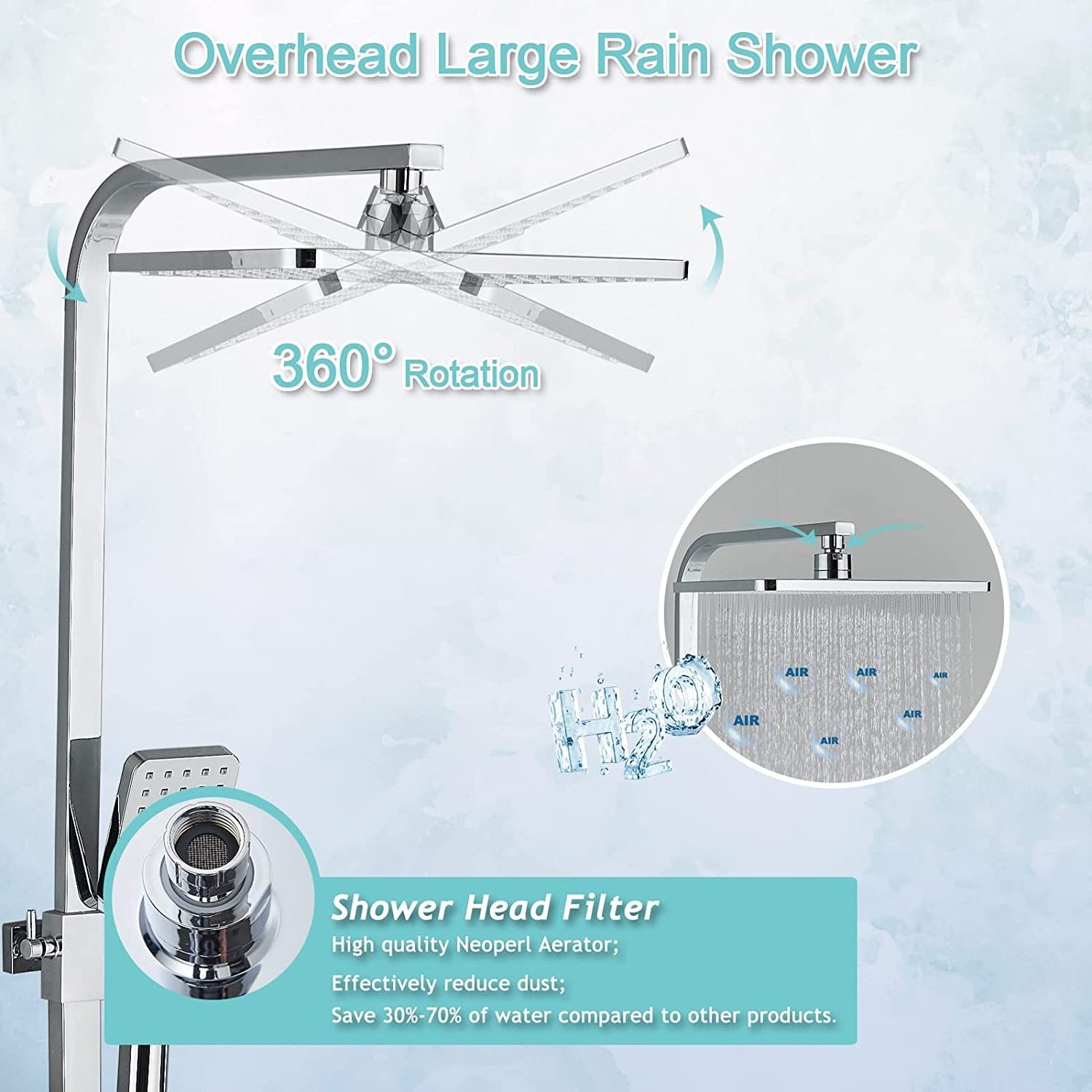 Smart Square ducha Rain Showerhead Wall Mounted Bathroom Shower Set Mixer Faucet With Shower Head System Shower Set