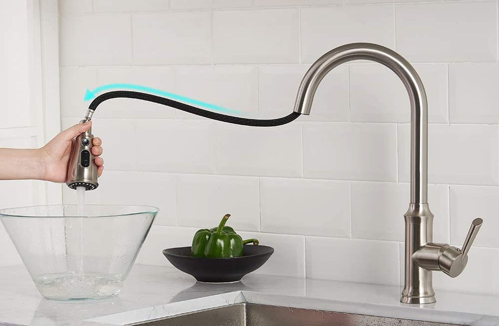 Manufacturer Flexible Hose Economical durable home water tap 304 Stainless Steel hot and cold pull down kitchen sink faucets