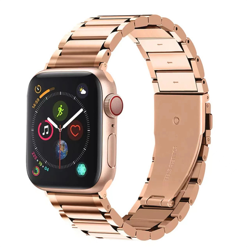 Luxury 3-Link Stainless Steel Band for Apple Watch 41mm 45mm Adjustable Frosted Bracelet for iWatch 8 Ultra SE 7 6 5