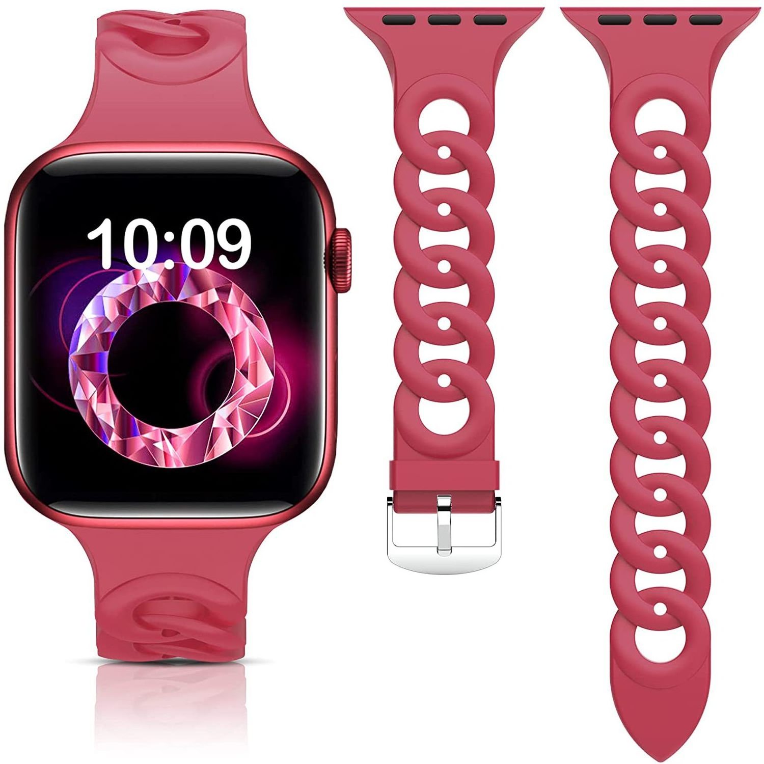 Multicolor Custom Thin Donut Cutout Soft Silicone Watch Band for Apple Watch Series 7 6Band for iwatch 38/40/42/44mm Sport Strap