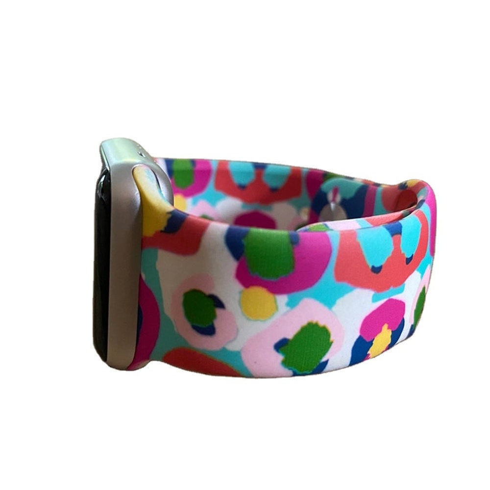 Multi Colored Cheetah Leopard Print Silicone Band For Apple Watch, For Apple Watch Band Custom