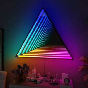 Home Decor Nordic Style Atmosphere RGB Wall Lamp Multi-layer Magical Mirror 3D LED Triangle Mirror Wall Lamp