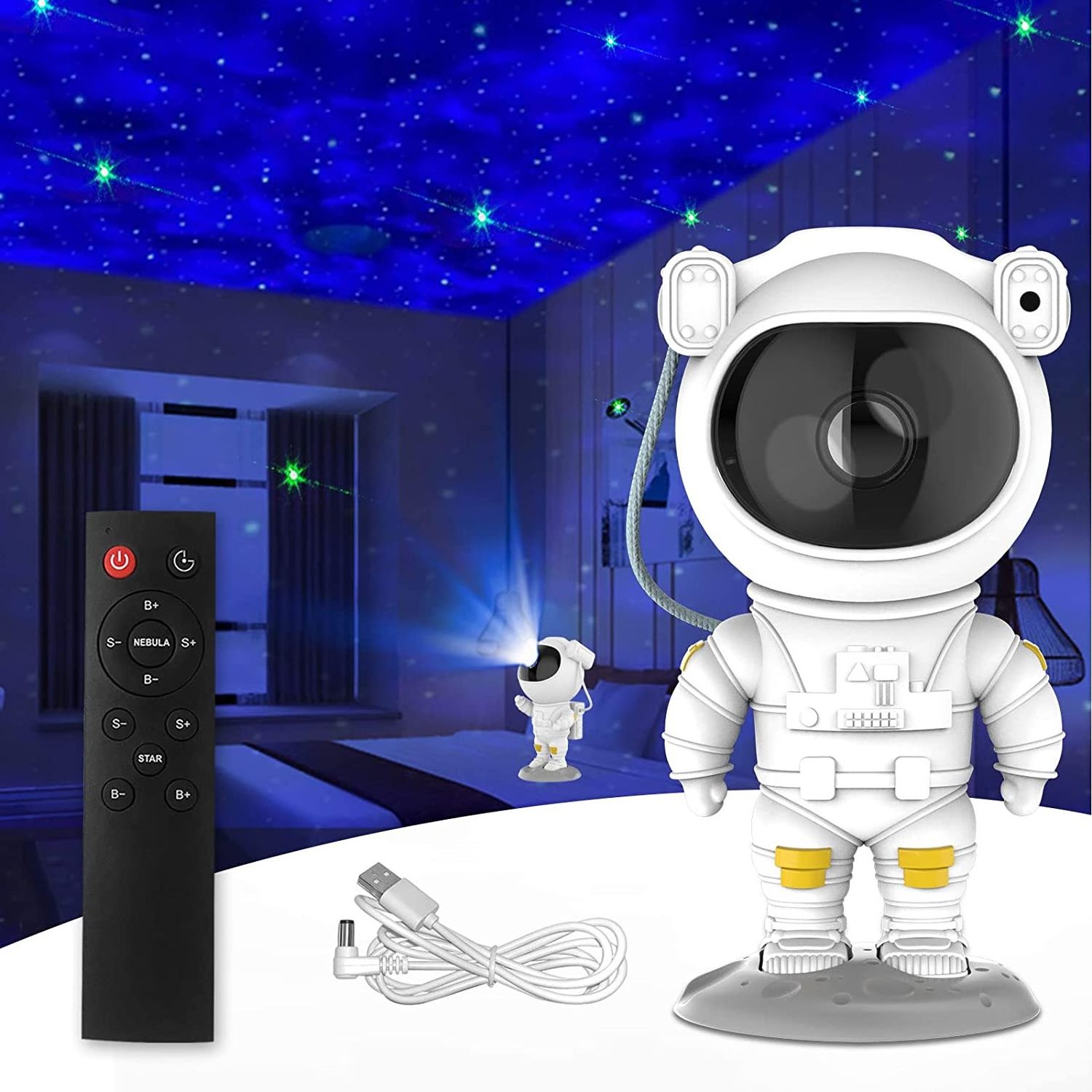 Christmas Resin Craft Galaxy Nebula Led Light Projector with Timer and Remote Starry Lamp USB Spaceman Night Lamp