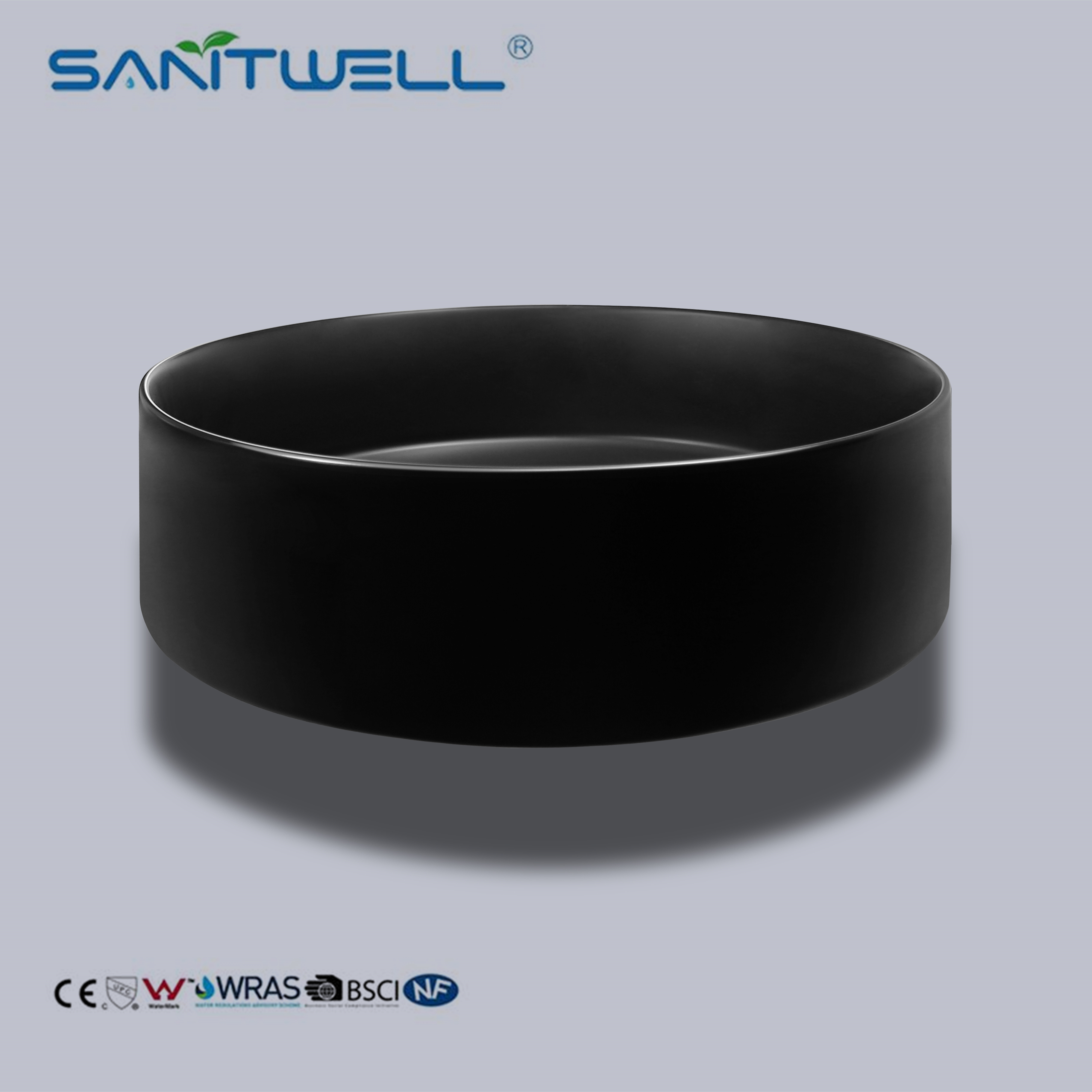 Matt Black hand wash basin round circular Popular Design Above Counter Sinks for bathroom and hotel