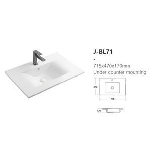 Rectangle Ceramic White Bathroom Hand Wash Basin Vanity Sink Cabinet Basin Under Counter Bathroom Sink bowl