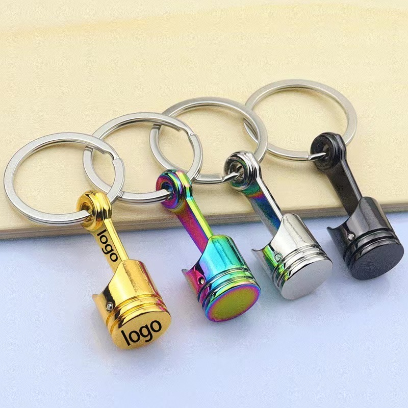 Customized Metal Modification Engine Piston Keychain Polished Automotive Turbine Turbo Car Parts Keychain