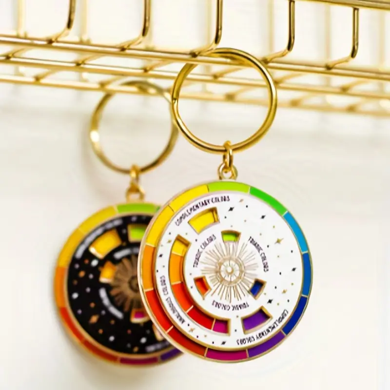 Custom Logo Bike Color Wheel Enamel Pin Keyring Personalized Zinc Alloy Metal Rotate Spinning Enamel Car Keychain