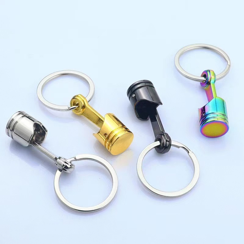 Customized Metal Modification Engine Piston Keychain Polished Automotive Turbine Turbo Car Parts Keychain