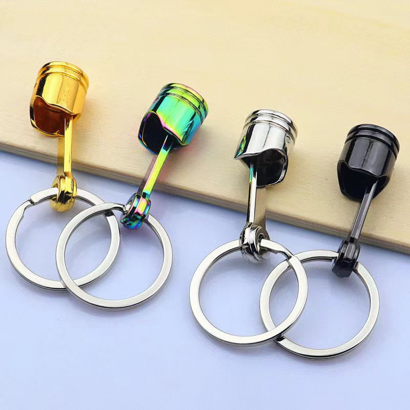 Customized Metal Modification Engine Piston Keychain Polished Automotive Turbine Turbo Car Parts Keychain