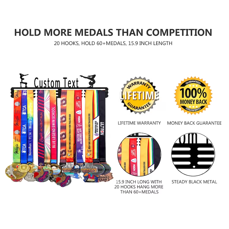 Custom Design Metal Medal Hanger Display Rack Marathon Swimming Cycling Gymnastics Race Tiered Award Rack Medal Wall Holder